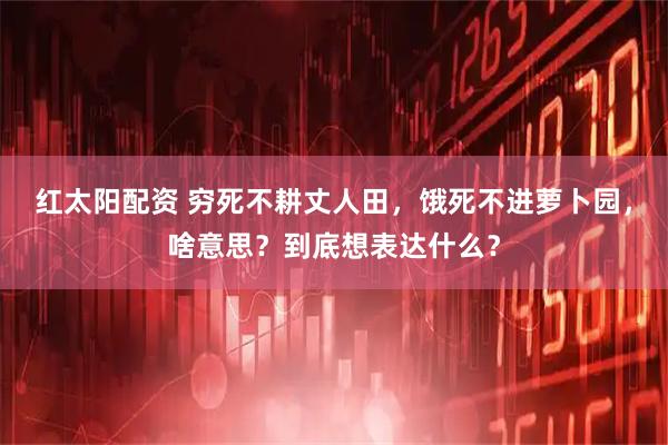 红太阳配资 穷死不耕丈人田，饿死不进萝卜园，啥意思？到底想表达什么？